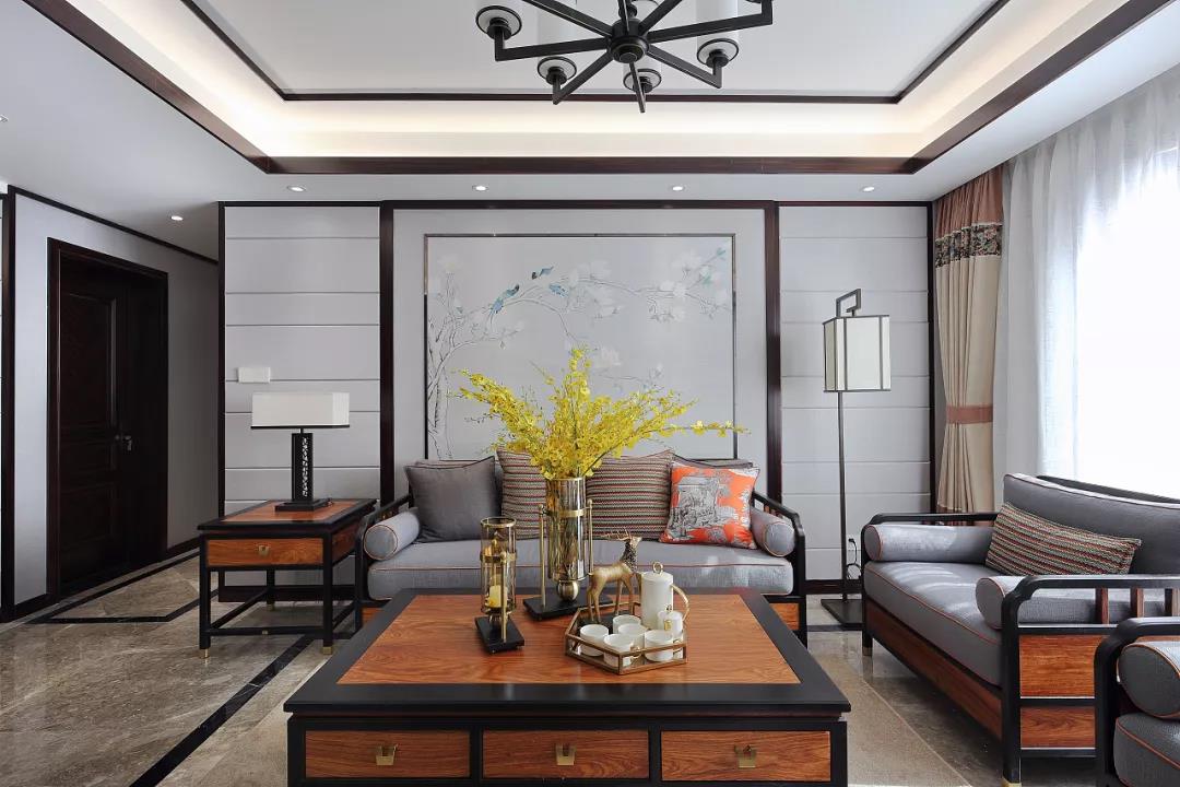新中式风格沙发背景墙装修设计图