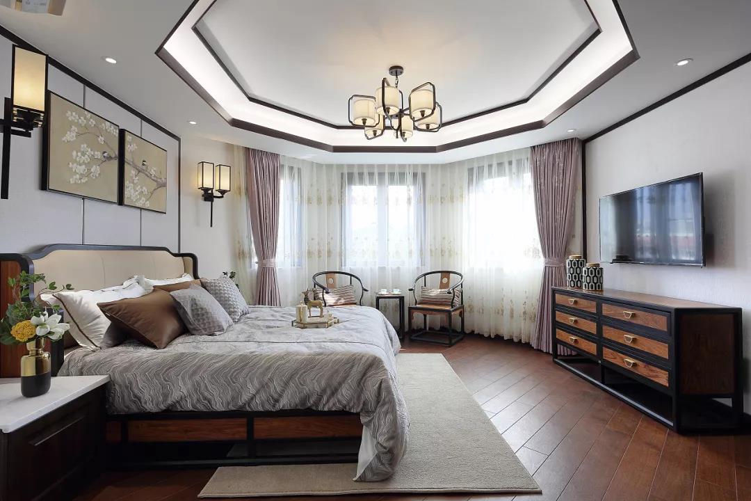 新中式风格大户型卧室装修设计图