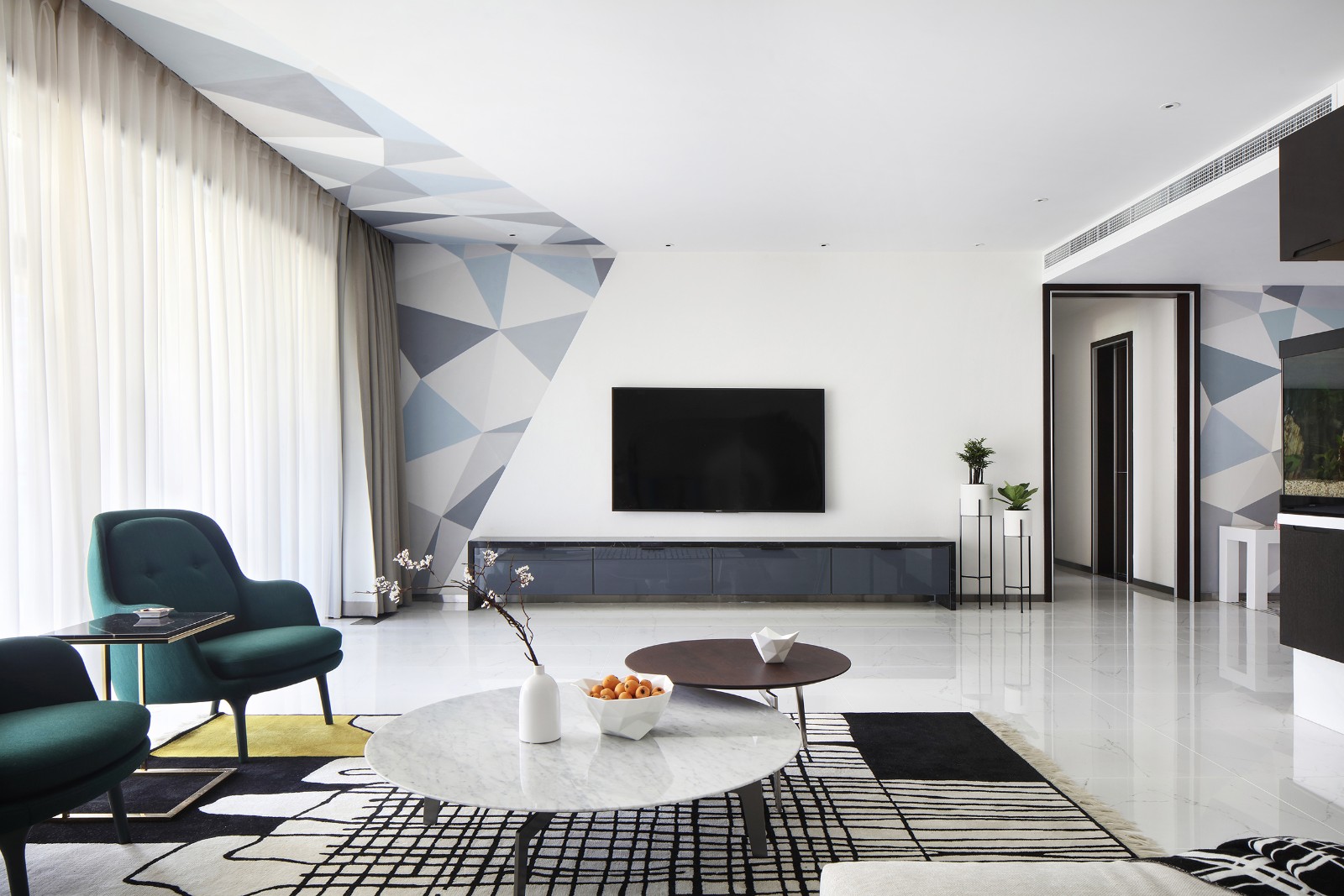 大户型现代简约风格电视背景墙设计效果图