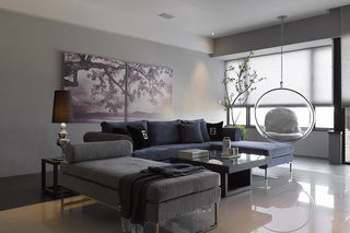 现代简约风格公寓沙发背景墙装修设计图