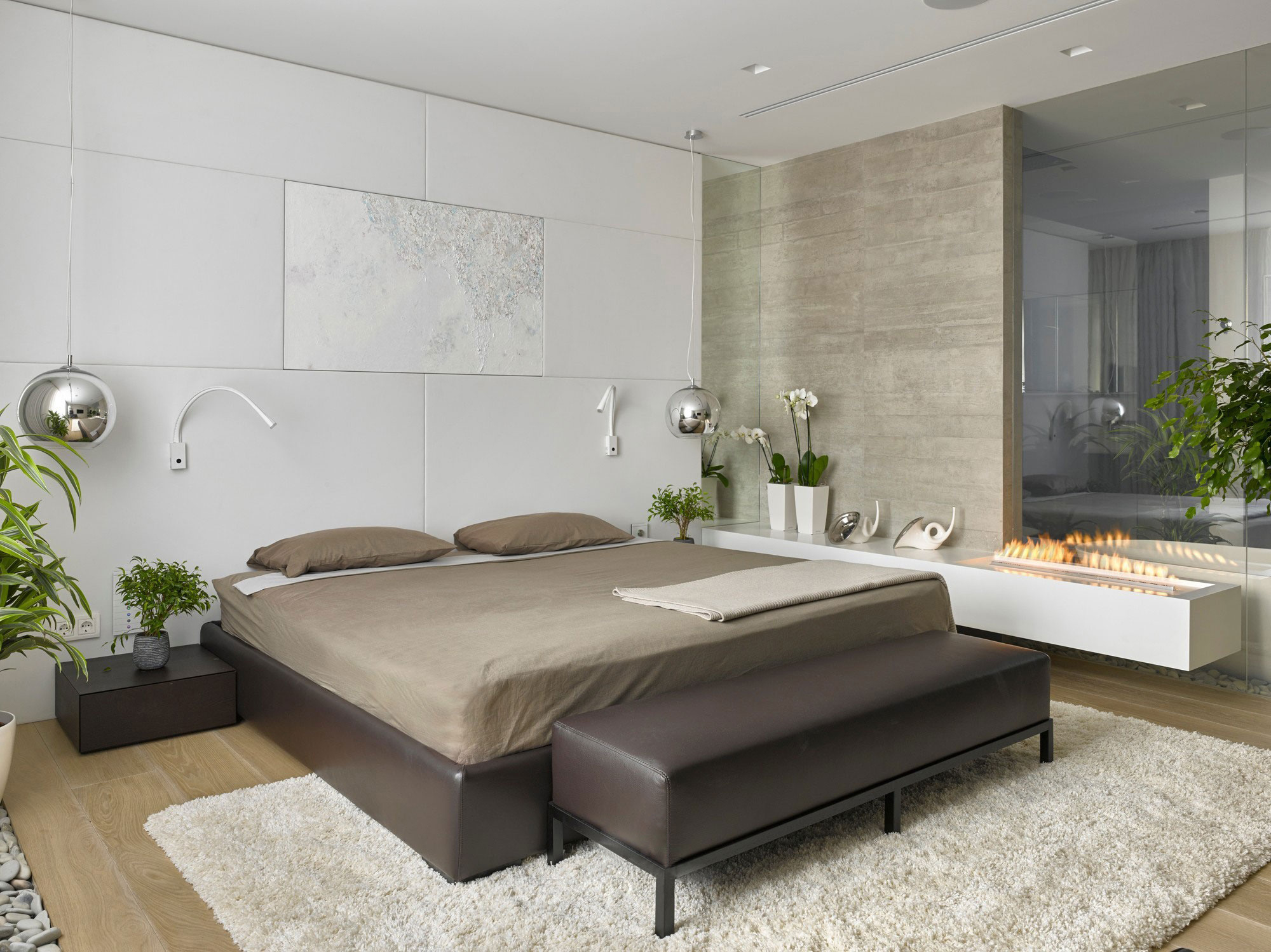 现代简约风格,公寓装修,70平米装修,10-15万装修,卧室背景墙,白色
