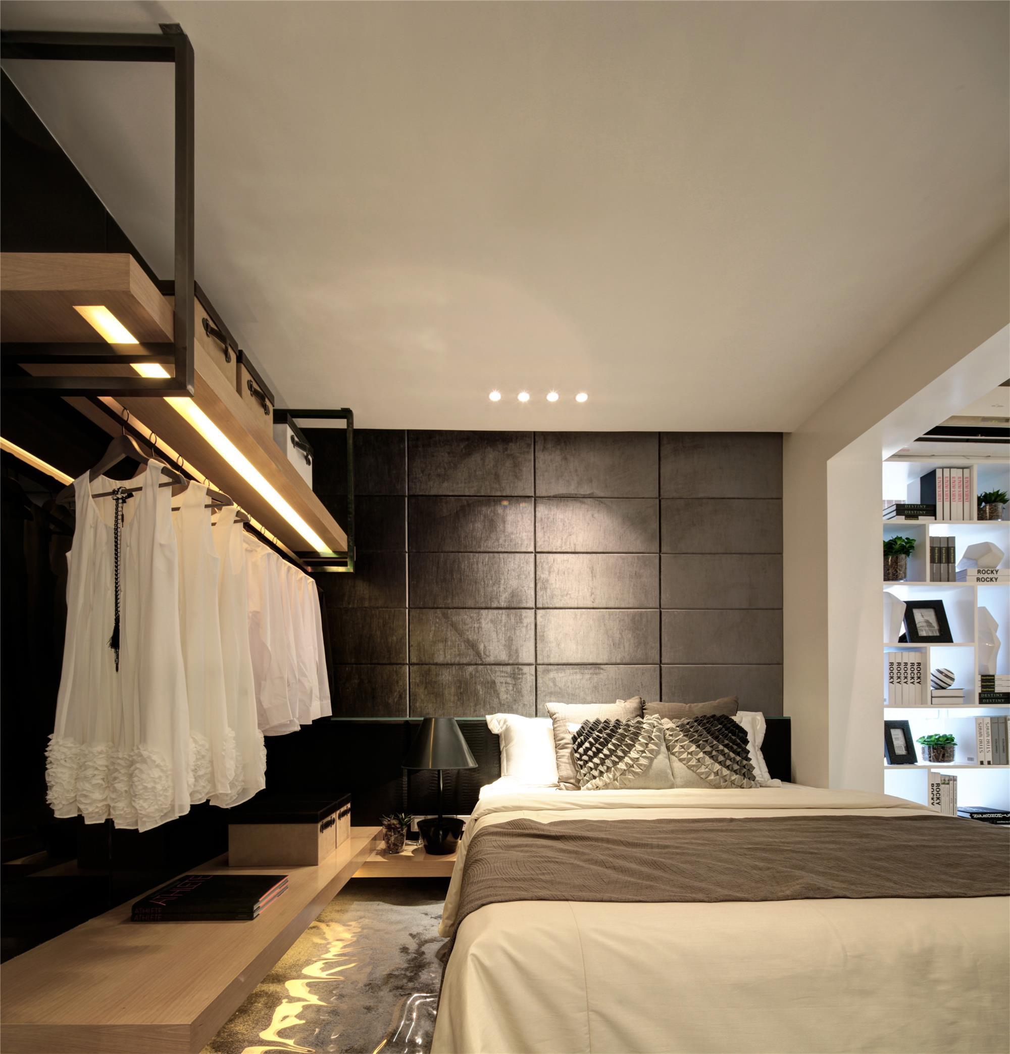 黑白灰现代简约三居卧室装修效果图