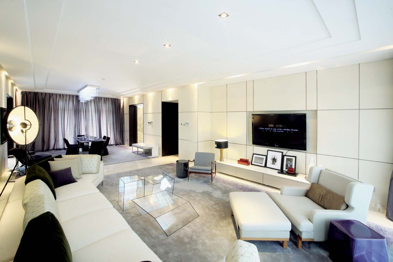 大户型,140平米以上装修,20万以上装修,现代简约风格,客厅,白色