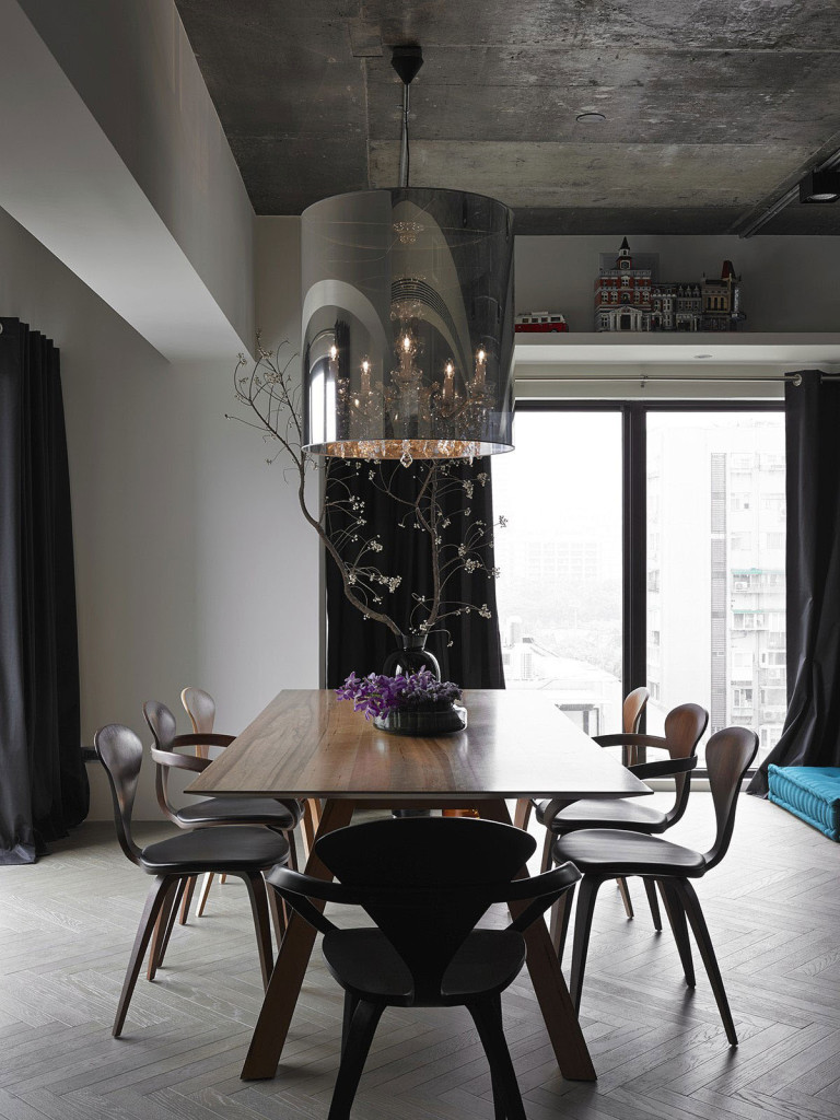 大户型,140平米以上装修,公寓装修,混搭风格,餐桌,灯具,灰色