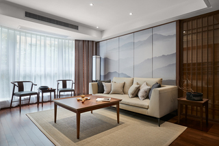 140㎡新中式风格沙发背景墙装修效果图