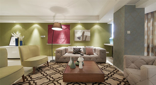 现代简约风格四居沙发背景墙装修设计图