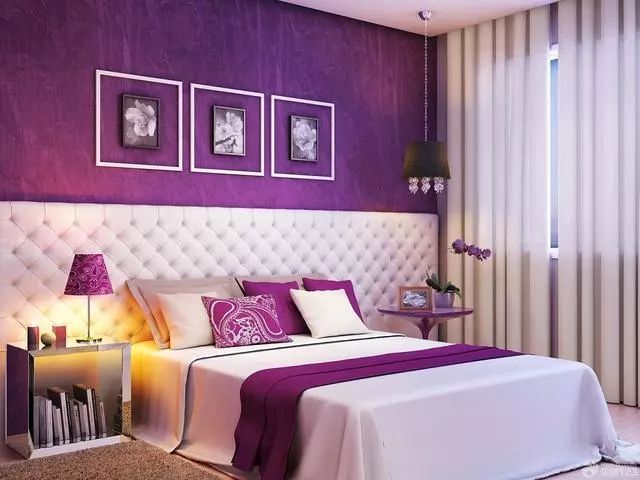 搭配方案:淡紫色墙面 紫,白相间床品白色和咖啡色的组合床品让卧室