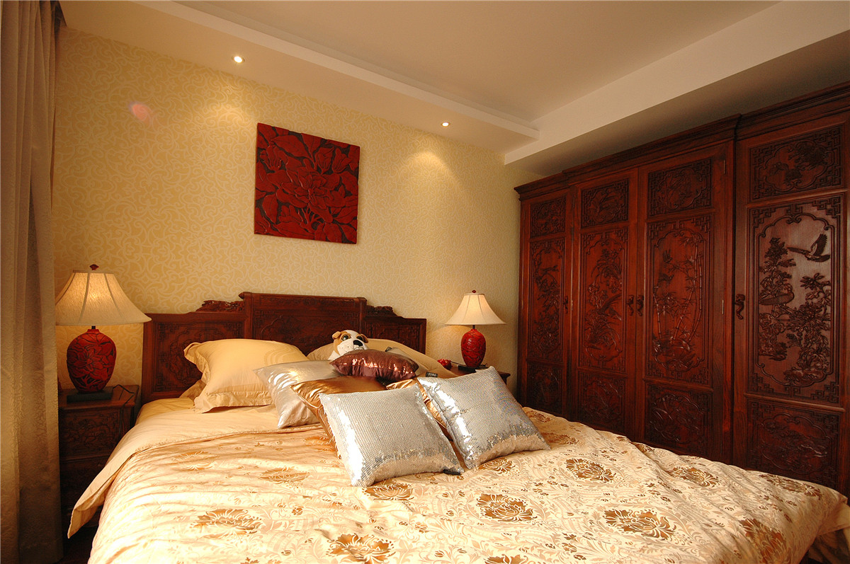 105平现代中式卧室装修效果图