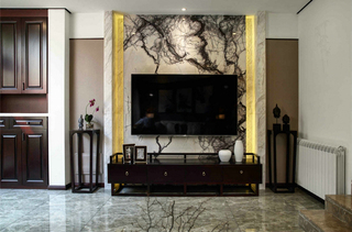 新中式风格别墅电视背景墙装修效果图