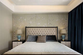 新中式风格别墅床头背景墙装修效果图
