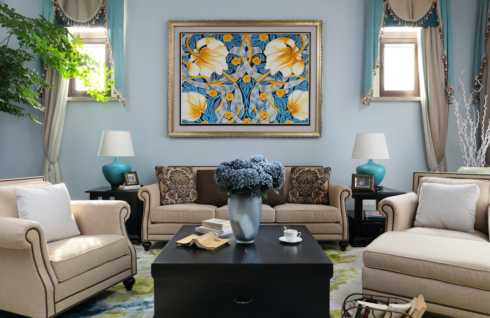 美式风格别墅沙发背景墙装修效果图