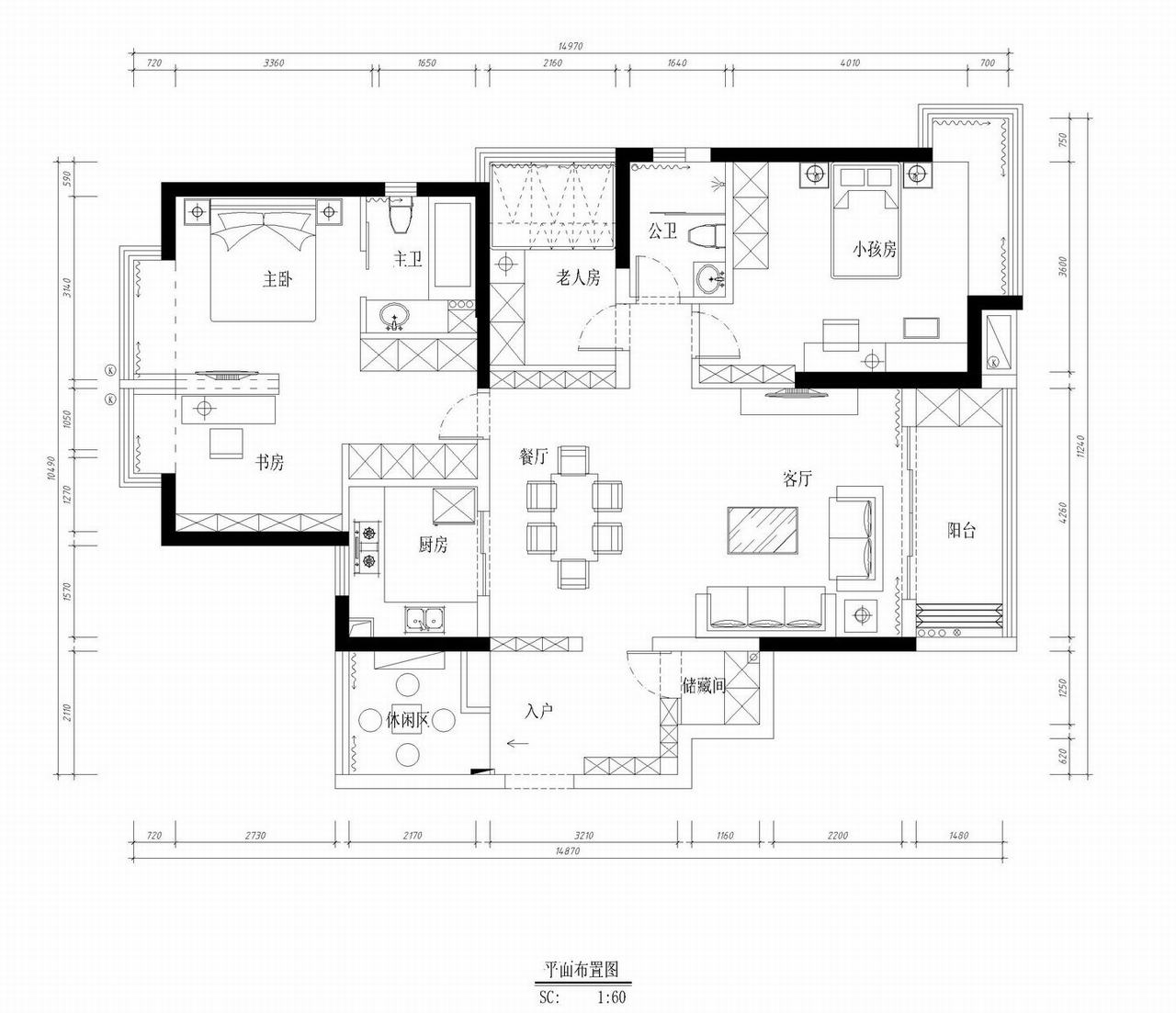 5万125平米混搭大平层装修效果图,田园装修案例效果图-齐家装修网