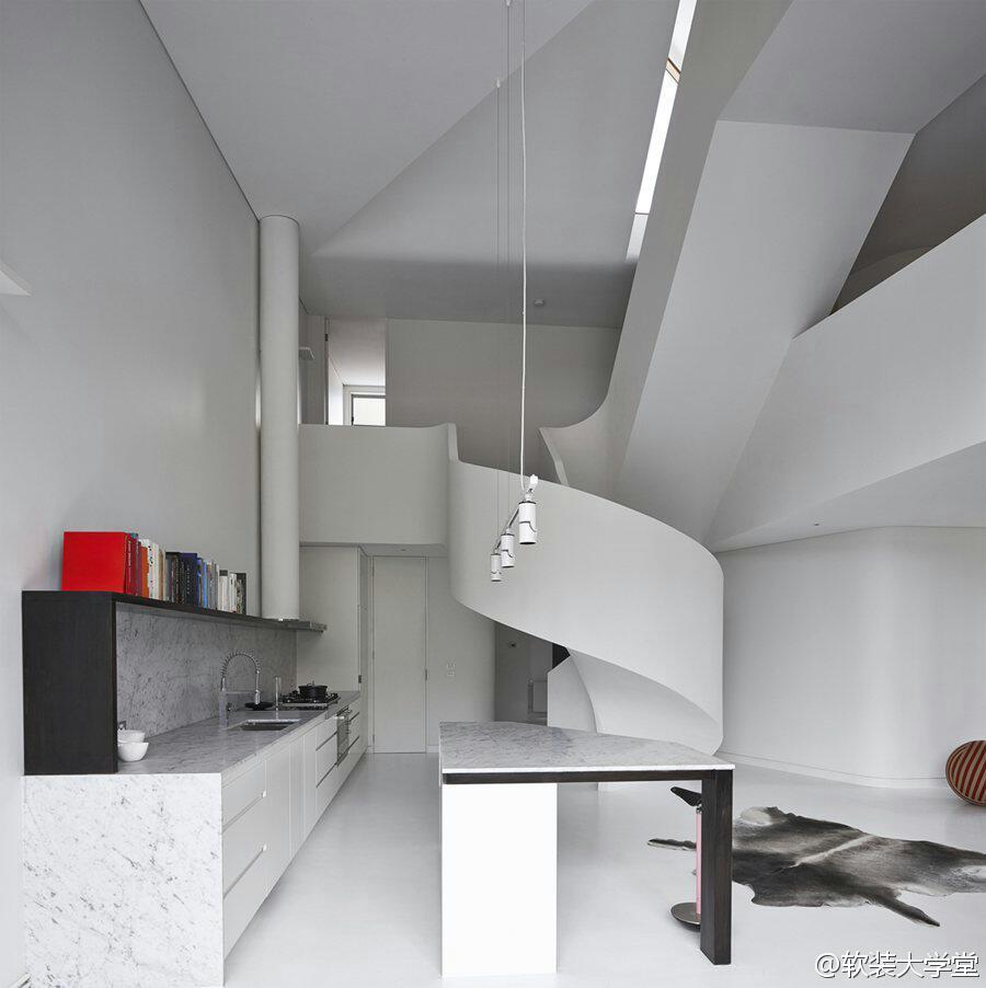 办公设计： 舞动的楼梯-墨尔本LOFT公寓的室内改造项目，应...