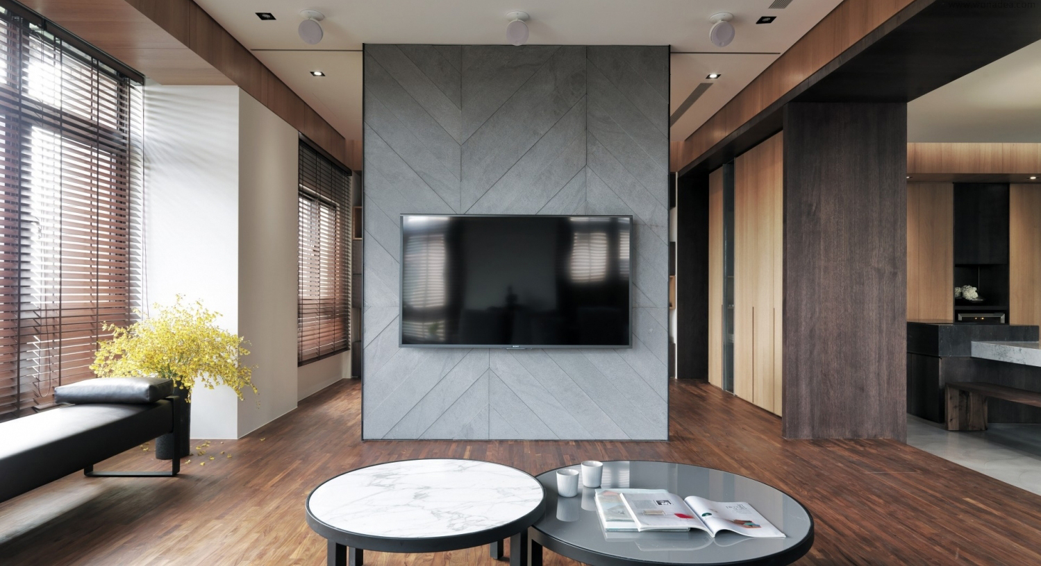 现代台式公寓电视墙装修效果图