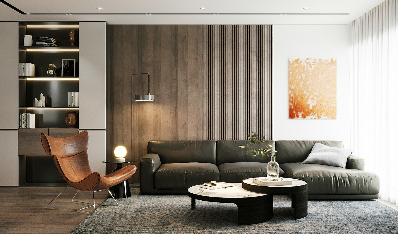 现代混搭公寓沙发背景墙装修效果图