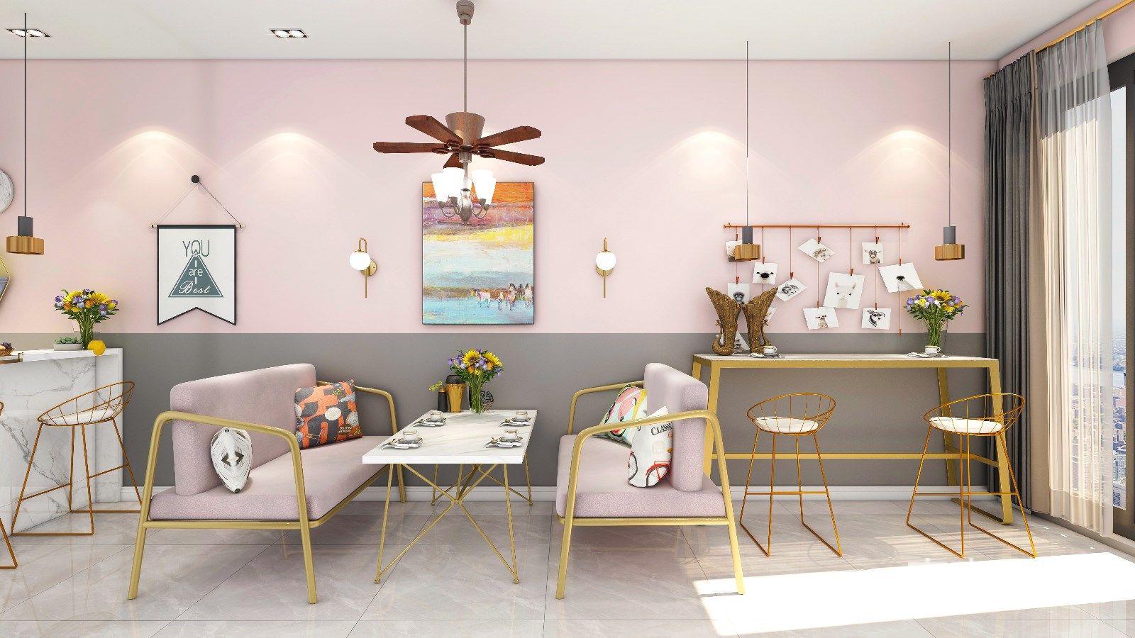 7万55平米北欧商铺装修装修效果图,中原万达减脂餐商铺装修案例效果图