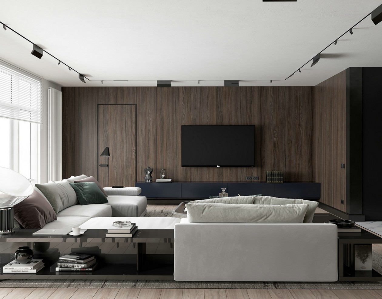 100平现代风公寓客厅装修效果图
