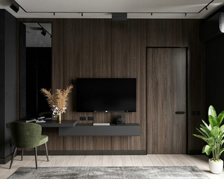 100平现代风公寓电视墙装修效果图