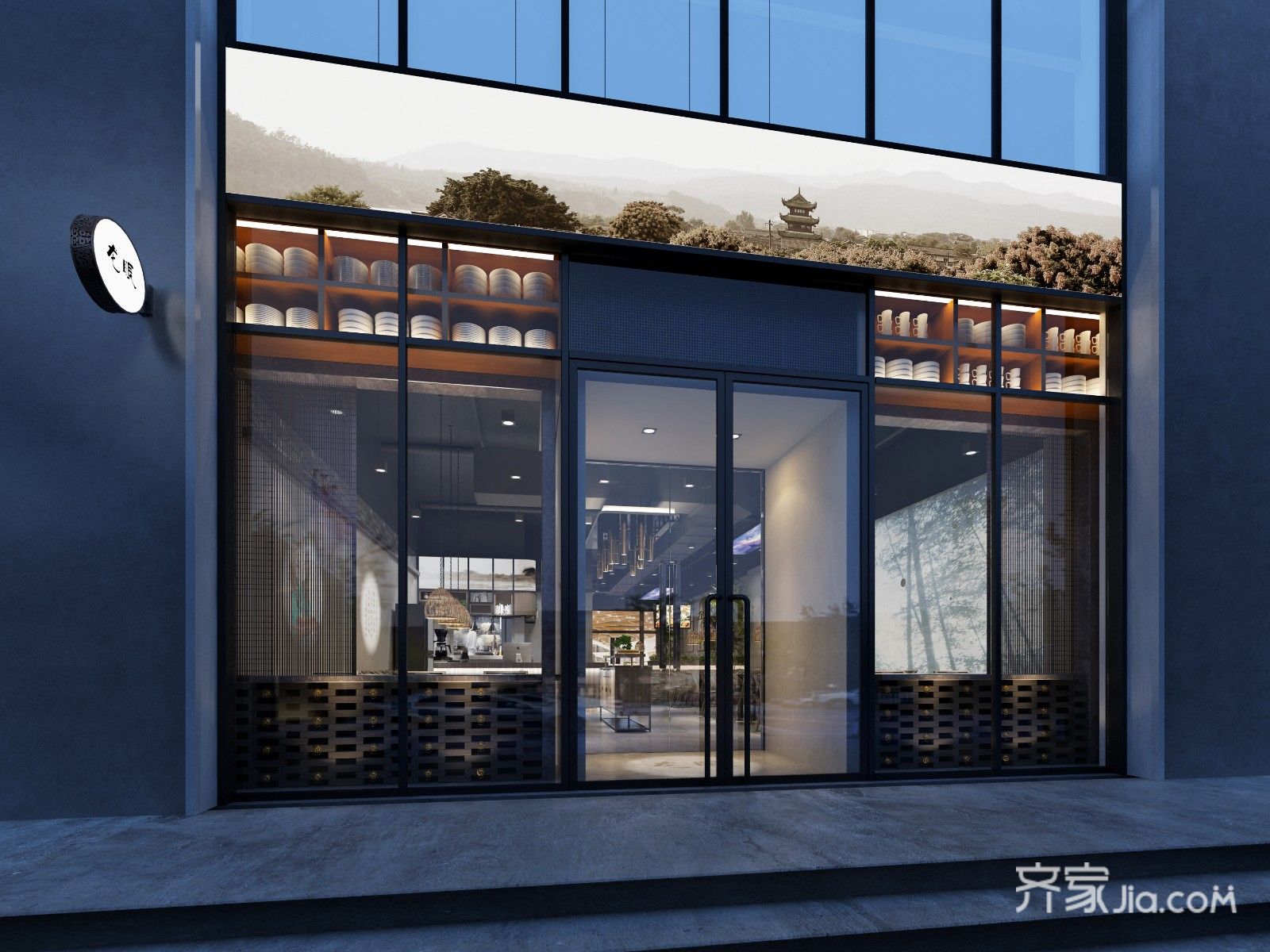 140中式商铺装修装修效果图,新中式餐厅装修案例效果图-齐家网