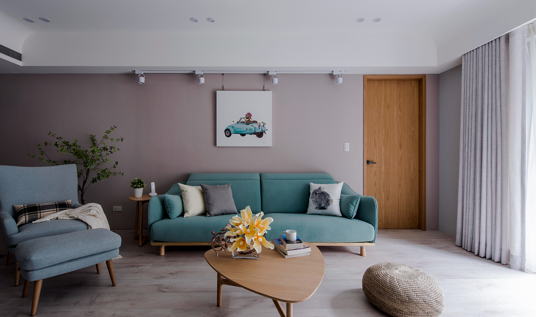 现代北欧三居室沙发背景墙装修效果图