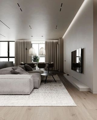 极简现代公寓客厅装修效果图